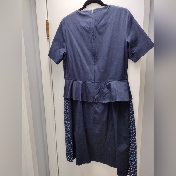 COS Peplum Tiered Dress Navy Blue Eyelet Detail. Very good condition. Size 12. - Picture 3 of 7